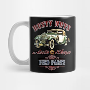 Men's Rusty Nuts Tee Auto Shop Classic Car Mug